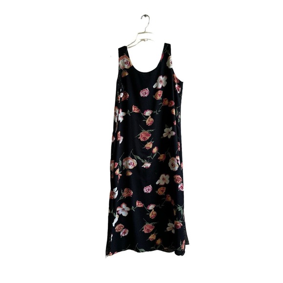 Vtg 90’s Reversible Floral Print Black Sleeveless‎ Summer Dress Women’s Size M/L - Picture 4 of 8